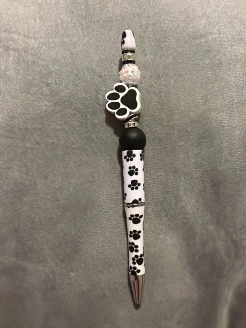 Black & White Paw Print Dog-Themed Retractable Pen